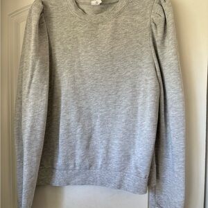 Melrose and Market Light Gray Puff Shoulder Crewneck Sweater